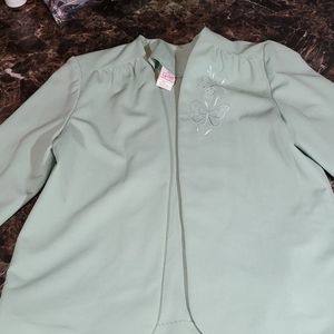 Graff California wear women's mint embroidery butterfly blazer size 14